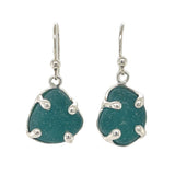 teal sea glass prong earrings