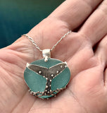 humpback whale tail sea glass necklace