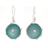 pale aqua sea glass reflective disc earrings