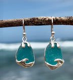 turquoise sea glass wave earrings