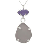 purple + lavender duo sea glass prong necklace