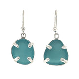 turquoise sea glass prong earrings