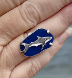 shark genuine sea glass ring
