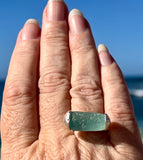 turquoise genuine sea glass stopper stem ring