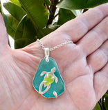 sea turtle double sea glass necklace
