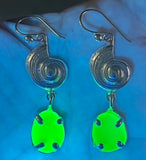 beautiful UV genuine sea glass shell earrings
