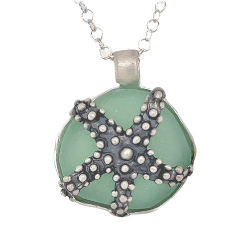 starfish sea foam sea glass necklace