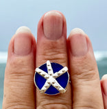 starfish cobalt blue genuine sea glass ring