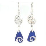 cobalt genuine sea glass shell earrings