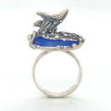 humpback whale breaching genuine sea glass ring