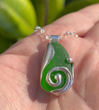 green sea glass swirl necklace