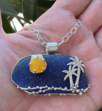 full moon over Hawaii sea glass necklace