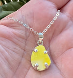 sunshine yellow sea glass prong necklace