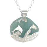 jumping dolphin sea foam crystalized sea glass necklace