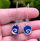 cobalt swirl sea glass earrings