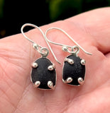 black sea glass prong earrings
