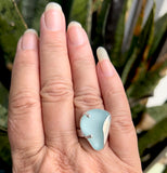 pale aqua wavy genuine sea glass ring - tossed & found jewelry
