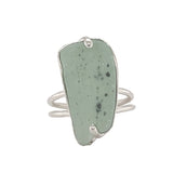 pale teal blue genuine bonfire sea glass ring