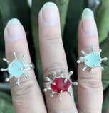 red genuine sea glass burst ring - tossed & found jewelry