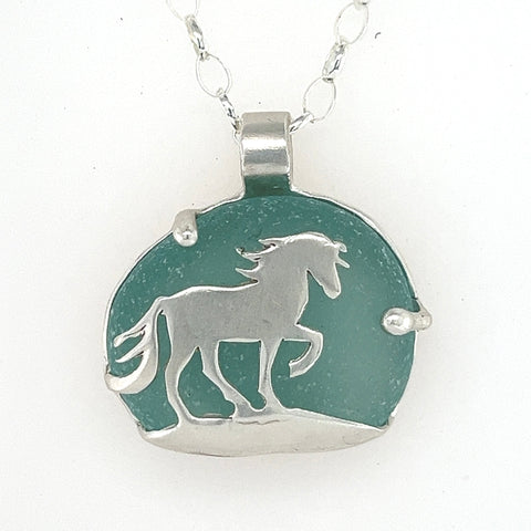 horse sea glass necklace