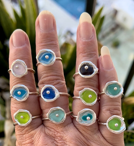 sea glass dot cup rings (multiple colors/sizes)