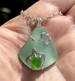 sea turtle double sea glass necklace