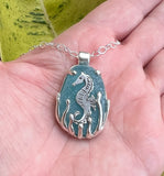 mystical sea horse sea glass necklace