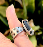 black + white genuine sea glass urchin ring - tossed & found jewelry