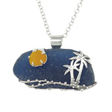 full moon over Hawaii sea glass necklace