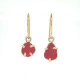 14k gold red genuine sea glass prong earrings - tossed & found jewelry