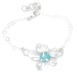 aqua sea glass plumeria bracelet