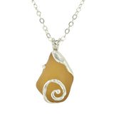 honey yellow sea glass swirl necklace 2 - tossed & found jewelry