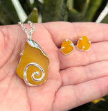 golden yellow sea glass prong post earrings (multiple colors) - tossed & found jewelry