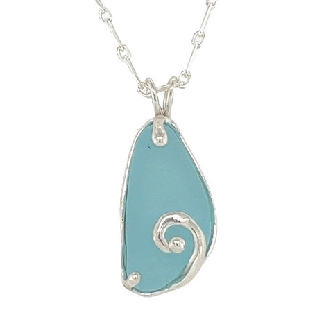 aqua sea glass swirl necklace - tossed & found jewelry