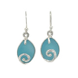 bright aqua swirl sea glass earrings - tossed & found jewelry