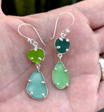 mix + match greens sea glass earrings - tossed & found jewelry