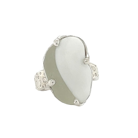 double white genuine sea glass ring - tossed & found jewelry