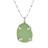 a variety of sea glass prong necklaces