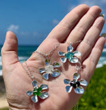various sea glass plumeria necklaces