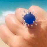 sunburst cobalt blue sea glass ring - tossed & found jewelry