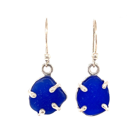 cobalt sea glass earrings - tossed & found jewelry