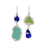 lime + cobalt + teal sea pottery/sea glass earrings - tossed & found jewelry