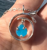 aqua sea glass splashing wave necklace - tossed & found jewelry
