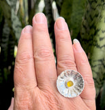 bright yellow genuine sea glass urchin ring - tossed & found jewelry