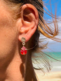 red sea glass post earrings - tossed & found jewelry