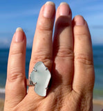 4 prong pale sea foam blue genuine sea glass ring - tossed & found jewelry