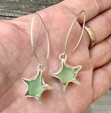 sea foam genuine sea glass star earrings - tossed & found jewelry