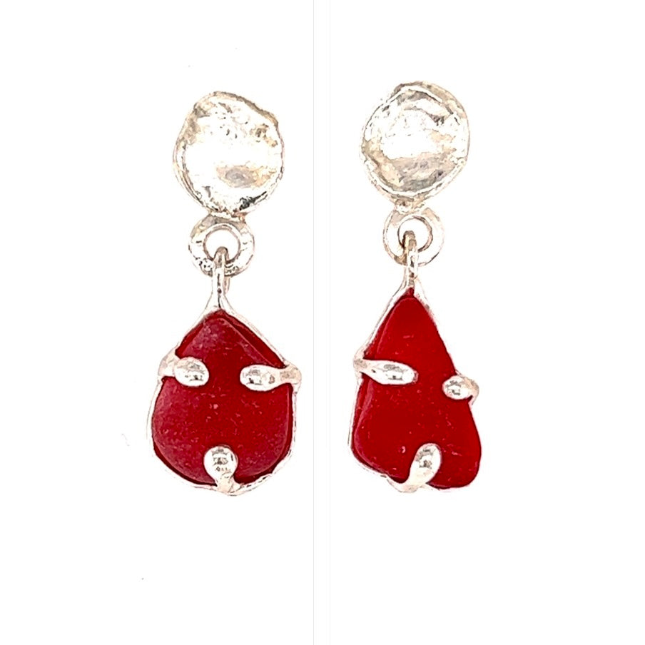 Amazon.com: Sea Stamped Ruby Red Sea Glass Stud Earrings-July Birthstone  Jewelry-Sterling Silver Bezel Beach Glass Earrings-Mermaid Earrings for  Women-Ocean Earrings-Gift for Beach Lovers : Handmade Products