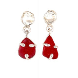 red sea glass post earrings - tossed & found jewelry