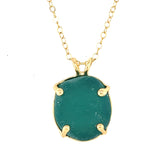 14k gold turquoise genuine sea glass prong necklace - tossed & found jewelry